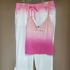 INC Two Piece Linen Tye Dye Pants And Tank